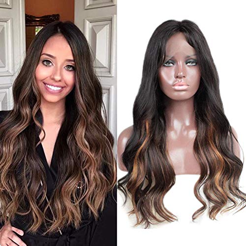 Zanawigs 100% péruviens Remy Cheveux Perruque lace front ondulée sans colle Cheveux humains Perruques deux couleurs en couche intérieure