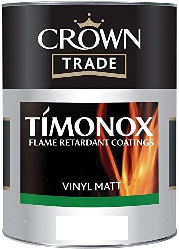 Crown Trade Timonox Fire Retardant Coating Vinyl Matt Brilliant White 5LT Paint for Home Office Caravan Specially Formulated For Use on New Non-Combustible Surfaces
