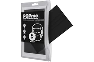 Popme Mascherine Colorate Monouso, Mascherina Chirurgica Colorata CE, con Clip Nasale Adattabile, Bustina con Chiusura Ermetica, Modello Nero, 5 Pezzi,