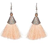 ❤Pendientes largos con flecos y diamantes artificial,viento nacional,uso de material de aleación,superficie lisa,textura dura.muy moda y personalidad.