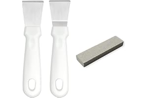 JJWNMLL 2 Stück Reinigungsschaber für Küchenbereich, Edelstahl, Mehrzweck-Küchenschaber mit Kunststoffgriff,Weiß (gerade Version + Biegeversion)