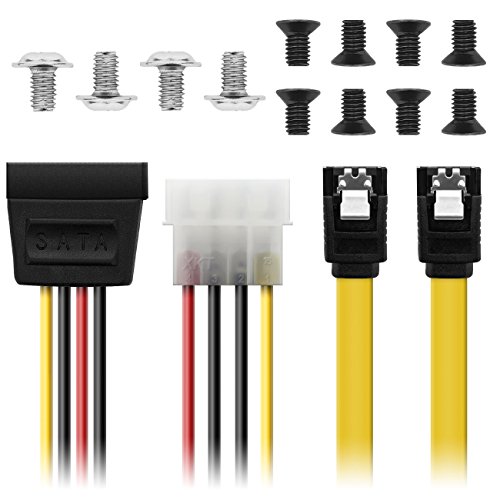 deleyCON Einbaurahmen SET – für 2x 2,5″ Festplatten / SSD’s auf 3,5″ Adapter Wechselrahmen Mounting Frame Halterung Schienen inkl. Schrauben SATA Kabel und Stromadapter - 5