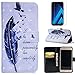 Produktbild Schutzhülle für Samsung Galaxy A5 2017 Hülle Leder Weiß mit Muster,OYIME 3D Glitzer Stoßfest mit Magnet Kartenfach Ledertasche Vollschutz Klapphülle Schutz Cover und Displayschutzfolie - Feder Spruch