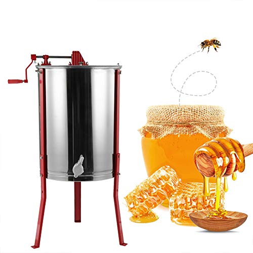 GOTOTOP Extracteur de Miel Manuel, centrifugeuse du Miel 4-Frame Extracteur de Miel smielatore en Acier Inoxydable pour Apiculture (4 FAVI)
