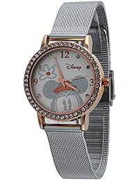 Disney mujer mn2062 Mickey Mouse Silver-tone de la correa de malla de reloj