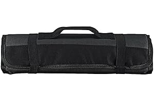 JIVIMOCO Borsa Coltelli Chef, Rotolo Portacoltelli con 2 Cinghie Elastiche Borsa Professionale per da Chef, Può Contenere Fino A 22 Coltelli, Nera, 58 * 35CM