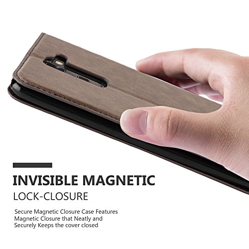 LG STYLUS 2 Funda Estilo Libro de Cuero Sint  tico en MARR  N CAF   de Cadorabo  Dise  o IM  N INVISIBLE      Cubierta Protectora con Cierre Magn  tico  Tarjetero y Funci  n de Suporte     Protecci  n Carcasa Caja Etui Case Cover