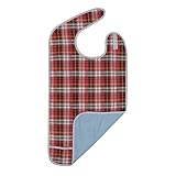 Adult Bib - Reusable Clothing Protector - Waterproof - Crumb Catcher - Machine Washable - Extra Long Senior Men and Women Bibs for Eating by Modaliv (Red)