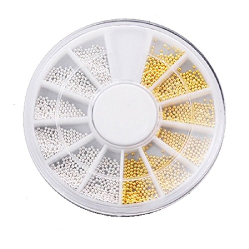 CY-buity Mini Silver Gold Color Diy Nail Art Beads Balls Pearls Tips Decorations Wheel