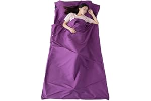 CuiCanfla Travel Saco de Dormir, Sábana para Saco de Dormir, Suave Saco Dormir Verano con Bolsillo para Almohada Sábana de Viaje Ligera y Portátil para Camping para Hoteles, Mochileros, Camping