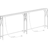 MAHANCRIS Side Table with Charging Base, Entryway Table, Long Narrow Console, Hallway Table, Suitable for Entrance, Foyer, Li