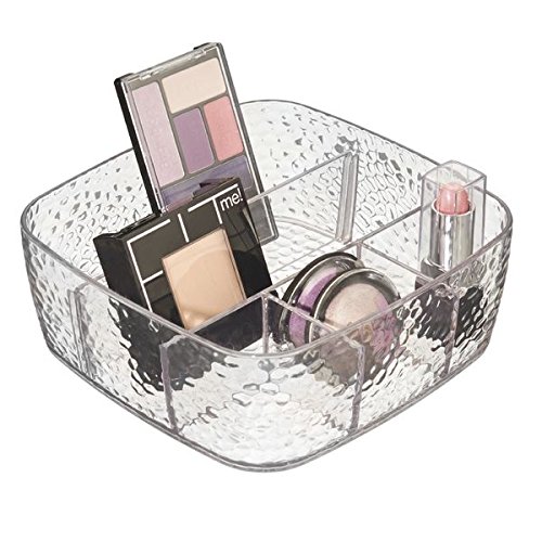MetroDecor mDesign Organizador de cosméticos con Separador extraíble - Organizador de Maquillaje - Caja organizadora para el Lavabo - Transparente