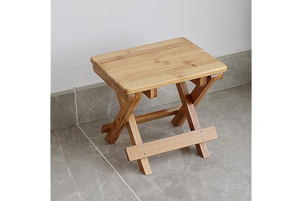 Jolfay Wooden Foldable Stool Camping Outdoor Stool Portable Travel Stool Fishing Chairs Household Bamboo Shoeo Changing Stool Small Foldable Solid Wood Stool,Shower Bench Folding Furniture