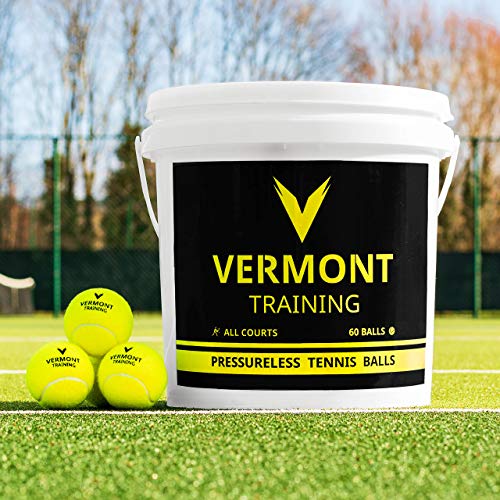 Vermont Balles de Tennis pour l'Entraînement | Seau de 60 Balles sans Pression