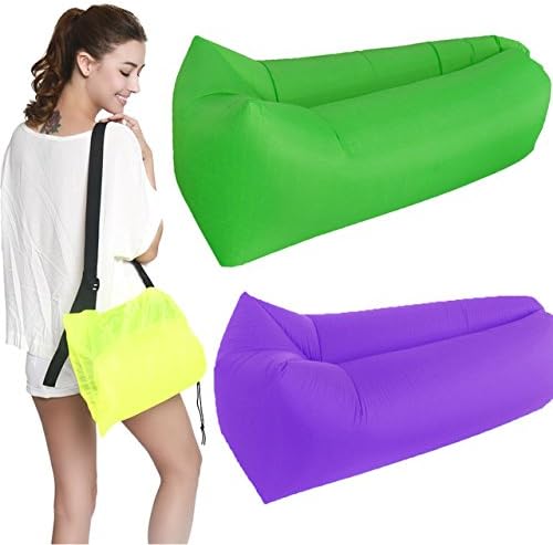 Aircouch, Blue, Purple, Orange, Green, Indoor Outdoor Waterproof Inflatable Air Sofa with Carry Bag – To sleep, to sit back and relax, is with Wind Blown Up Bean Bag 'Painting by Numbers strand| for Camping Fishing Festivals from Austria, Violett/Lila