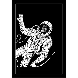 ArtzFolio Space Concept with Astronaut Paper Poster Black Frame | Top Acrylic Glass 13 x 19 inch (33 x 48 cms)