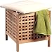 Produktbild HomeTrends4You 431327 Wäschehocker, 47 x 54 x 47 cm, Walnuss massiv geölt