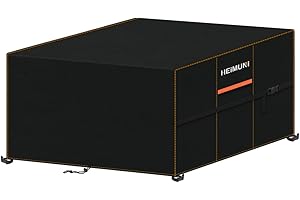 HEIMUNI Wodoodporne Pokrowce na Meble Ogrodowe, Pokrowce na Stół Zewnętrzny, Kwadratowy Pokrowiec na Stół Oxford na Zewnątrz, Pokrowiec Ochronny na Stół i Krzesła, 140 x 140 x 90 cm