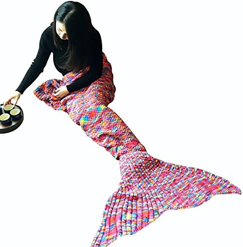 Gifts for Girls, Mermaid Tail Blanket for Ladies,Mermaid blanket, Crochet Snuggle Mermaid, Handmade Crochet Mermaid Blanket,Best Birthday gift persent for Teenage and Adult by Jr.Hagrid (Rainbow)