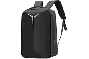 HUIOP Sac à dos à coque rigide de grande capacité de 15,6 pouces Sac d'affaires imperméable et respirant avec bande réfléchissante Port USB externe Noir