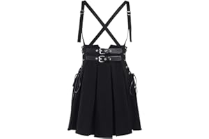 XKBHYD Gothic Pleated Halter Skirts High Waist Grunge Punk Midi Skirts Adjustable Bandage Harajuku Black Strappy Skirt