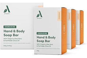 Amazon Aware Jabón de manos y cuerpo de naranja energizante con Áloe vera orgánico y aceite de oliva Fairtrade, 100g, Paquete de 3