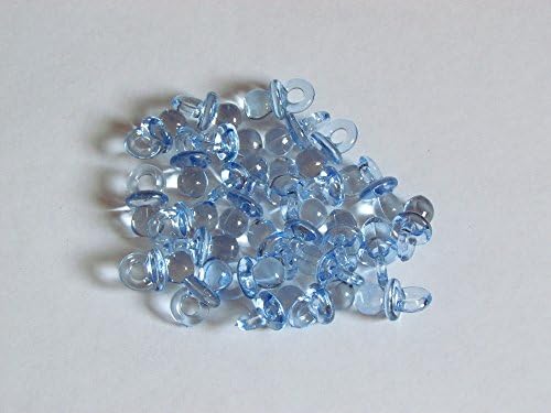 10 x BLUE 23mm Acrylic Smooth Soother Dummy Pendant Dummies Pacifier Pram Charms Craft Confetti - Baby Shower