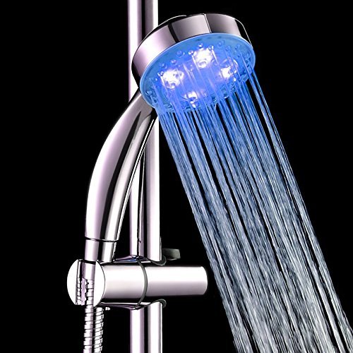 SunJas Handbrausen Einbauduschköpfe LED Duschkopf, Duschbrause Brausekopf mit 3 Farben grün, blan, rot Farbwechsel/7 Farbe automatic Farbwechsel Temperaturfühler Rund (3 Farben RGB) - 3