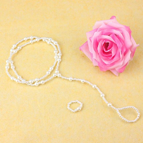 Ularmo Frauen Strand Imitation Perle Sandale barfuss Foot Schmuck Fußkette Kette - 2