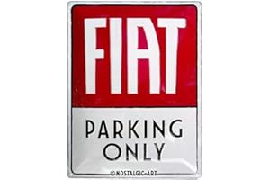 Nostalgic-Art Targhe Vintage Fiat – Parking Only – Idea Regalo per Amanti di Auto, in Metallo, Design Retro per Decorazione, 30 x 40 cm