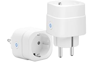 ANTELA WLAN Smart Steckdose 16A 3680W Stromverbrauch Messen kompatibel mit Alexa/Google Assistant, Sprachsteuerung, APP Fernsteuerung, 2,4GHz, 2 PCs
