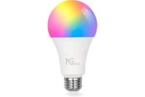 NGTeco Bombilla LED inteligente(E27), 10W de potencia, multicolor, regulable, controlable por voz, compatible con Amazon ECHO, Google Home, IFTTT ¡y mucho más,Compatible con Alexa(5000k)