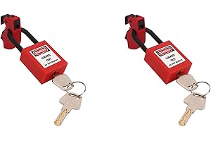 SONEW Kit de Bloqueo de Disyuntor de 2 Juegos, Bloqueo de Disyuntor con Abrazadera, Bloqueo de Enchufe (2 llaves/candado), Dispositivo de Bloqueo de Disyuntor para Bloqueos Eléctricos