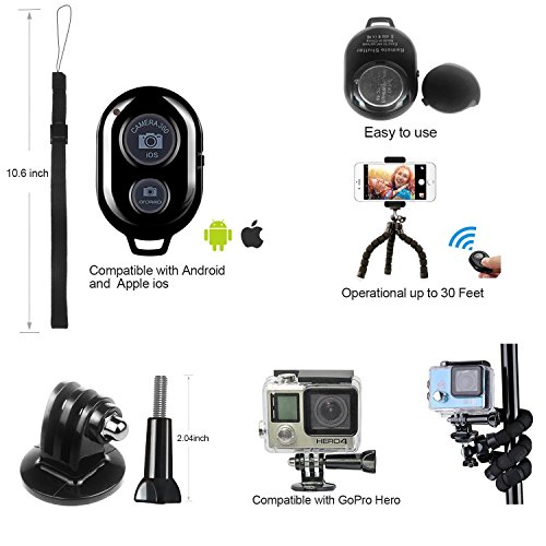 Handy Stativ, Stativ Flexibel, Leichtes Stativ, Gopro Stativ mit Bluetooth Fernbedienung, Telefonhalterung Accessory, Gopro Accessory fÃ¼r iPhone 6S, 6 Plus, 7S, 7 Plus, Samsung Galaxy S7, S8,Nikon D5300, EOS 1300D
