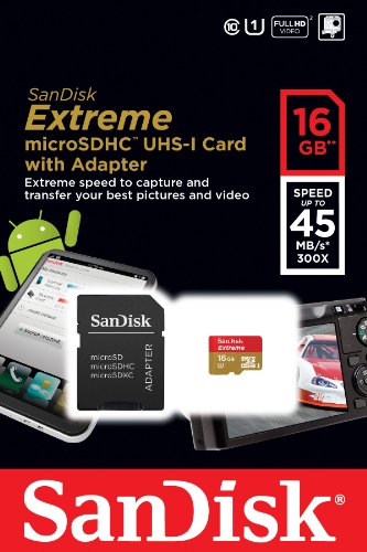 SanDisk Mobile Extreme microSDHC 16GB UHS-I Class 10 Speicherkarte + SD-Adapter + Rescue Pro Deluxe bis zu 45MB/s - 4