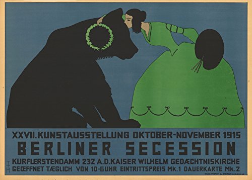 Vintage Berliner Sécession le 1915 Sécession Xxvii Art Exhibtion, Allemagne, 1915. 250 g/m² Brillant Art carte Format A3