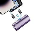 iWALK LinkPod X Portable Charger with 2 Exchangable Plug USB-C and USB Light 5000mAh Small Power Bank Battery Pack Compatible with iPhone 16,15,14,13,12,11,XR,Samsung S23,S24,AirPods,Purple