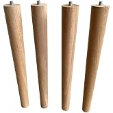 30 cm Ham Konik Ahşap Ayak Mobilya Ayağı &ndash; 4'l&uuml; Set | Masif Doğal Ahşap | Bağlantı Aparatlı | Puf, Sehpa, Komodin, Dolap | Bo