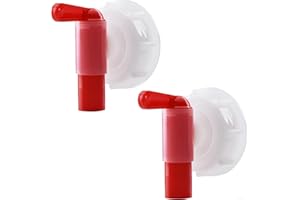 COOKIBLEND DN61 61Mm Water Tap,Plastic Garden Drum Tap Connector Red White Flow Dispenser,For 15-60 Liter Tanks With DN 61 Threads,For Plant Nutrient Tank,Horticultural Watering System,Irrigation Equipment(2pcs)
