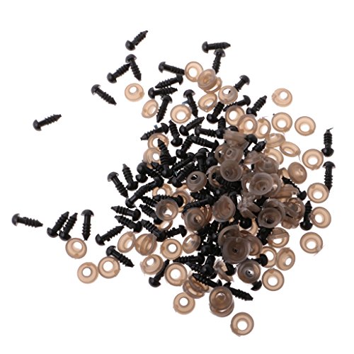 MagiDeal 100 Stück Teddyaugen Sicherheitsaugen Kunststoffaugen Puppe Augen 6mm / 8mm – Schwarz – 6mm - 6