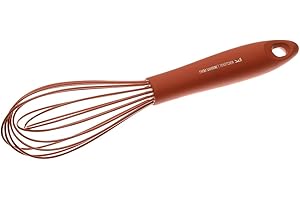 SAMBONET Miotła do mieszania, 6 drutów, gadżet kuchenny, stal szlachetna/silikon czerwony
