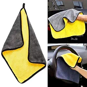 KeepCart Microfiber Towels for Cars/Detailing/Interior, Reusable Cleaning Cloth Dust Cloth, Lint-free Drying Towel Car Wash Towels - Yellow and Grey