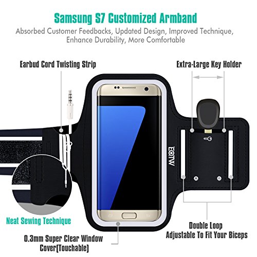 EOTW Sportarmband HandyhÃ¼lle universell passend fÃ¼r Samsung Galaxy S7/S6/S5, Ideal fÃ¼r Sport, Freizeit aber auch in der Arbeit praktisch zu verwenden (5,1 Zoll, Schwarz)