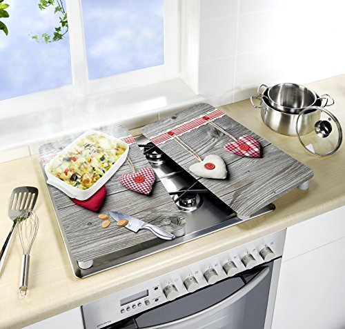 Wenko 2521481100 Herdabdeckplatte Universal Herzen für alle Herdarten, Gehärtetes Glas, 2-er Set, mehrfarbig, 52 x 30 x 5,5 cm - 3