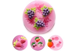 VALINK 4 pièces Fruits Moules à gâteaux en silicone Savon Fondant, Moules, Raisin Cerise Ananas en forme de fraise Moule à dessert Pâtisserie Chocolat Sugercraft Jelly Moule à gâteau, glace Muffins