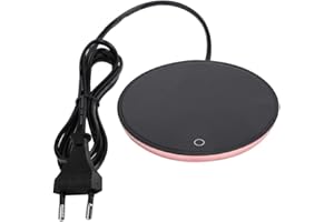 Wifehelper Chauffe-théières Tapis Chauffant Tactile Coupe Imperméable à l'eau Chaud Pad pour Café Chauffe Thé Boissons au Lait(EU Plug 220V-Or)