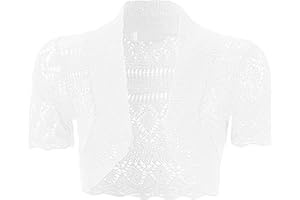 JM CLOTHING K19 - Cardigan a maniche corte per bambine e ragazze, lavorato all'uncinetto, bolero, per abiti, coprispalle