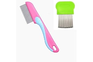 LOHILL 2 STÜCK Läusekämme,läusekamm edelstahl,Hundeflohkamm aus Edelstahl,Katzenflohkamm,Läusekämme für Tiere zur Pflege,und Entfernung von Schuppen oder Läusen