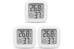 DERSHARA 3 Piezas Mini Termómetro Higrómetro Digital Termohigrómetro de Interior Medidor de Temperatura y Humedad para interiores, monitor para el hogar, oficina, dormitorio, almacén, bodega (Blanco)
