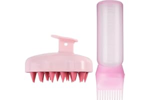 PAEFIU 2 aplicadores de aceite para el cabello, botella con aplicador y cepillo de masaje para el cuero cabelludo, peine de raíz con escala